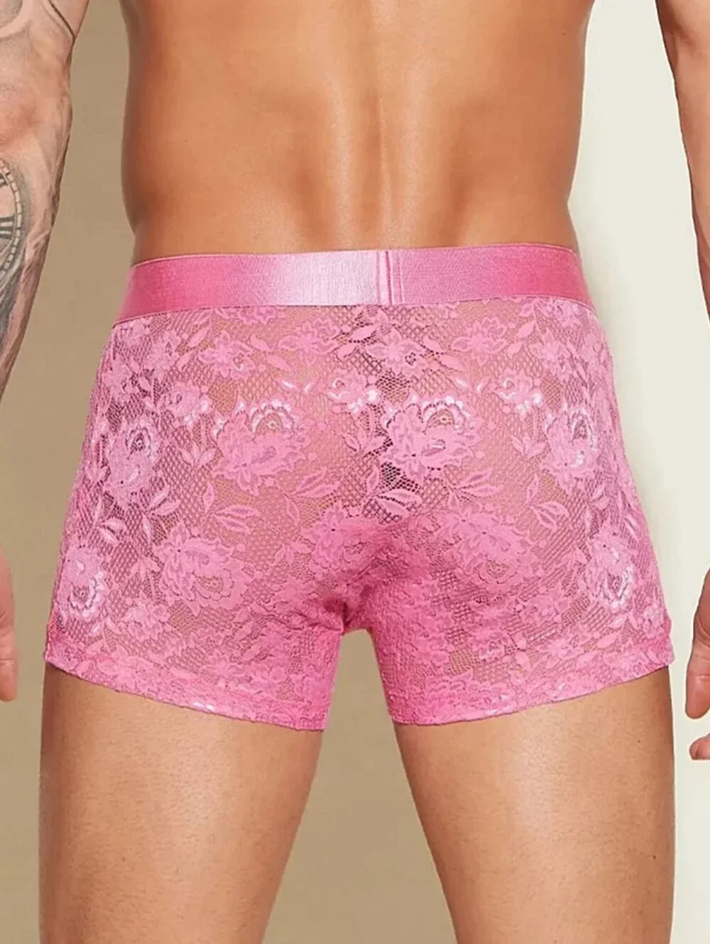 Cosabella Hot Pink Lace Boxer Briefs - Men's Stretch Lace